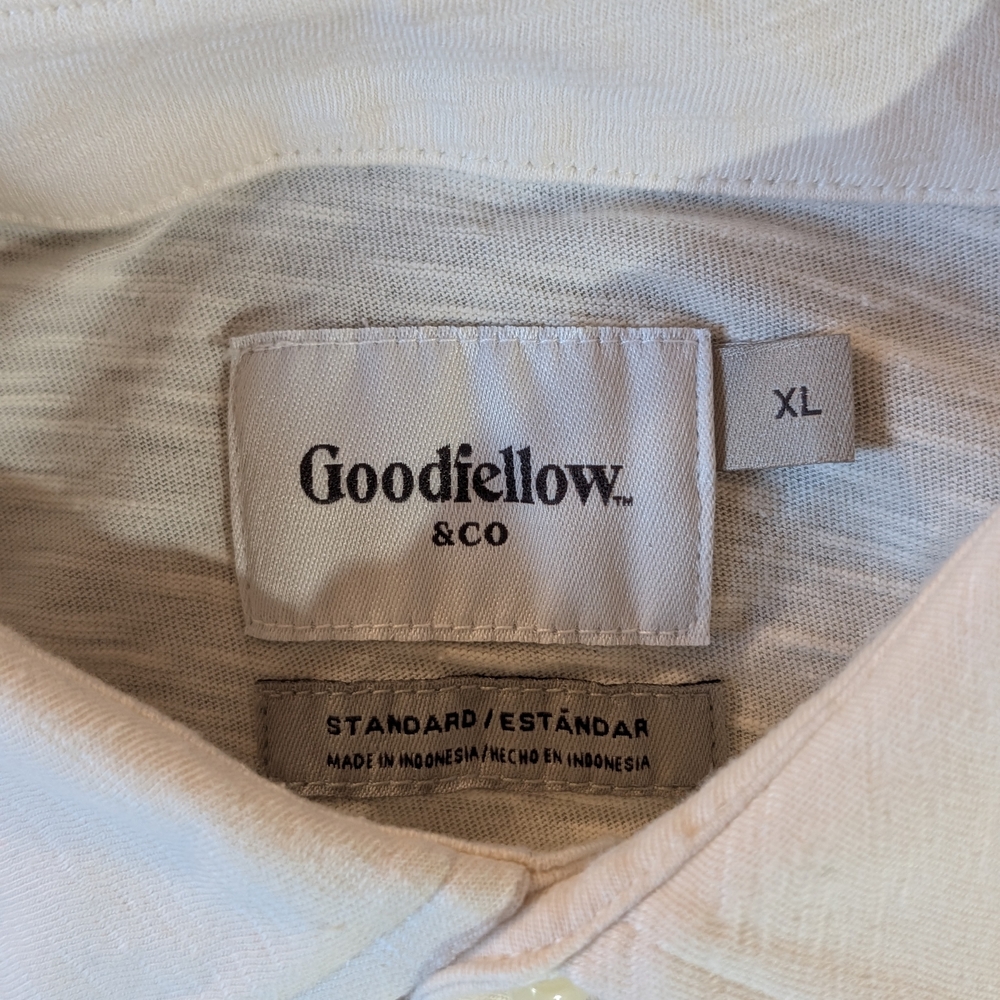 Goodfellow & Co Light Cream Polo Shirt Men's XL Short Sleeve Solid Button Pocket - Picture 3 of 3